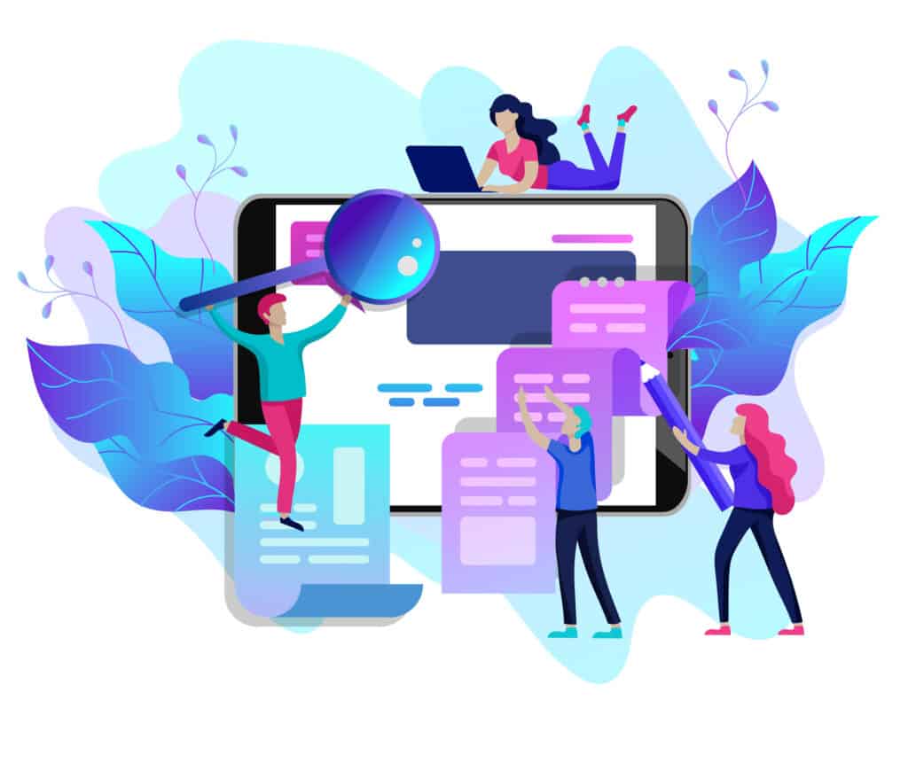 איור אנשים ומסכים